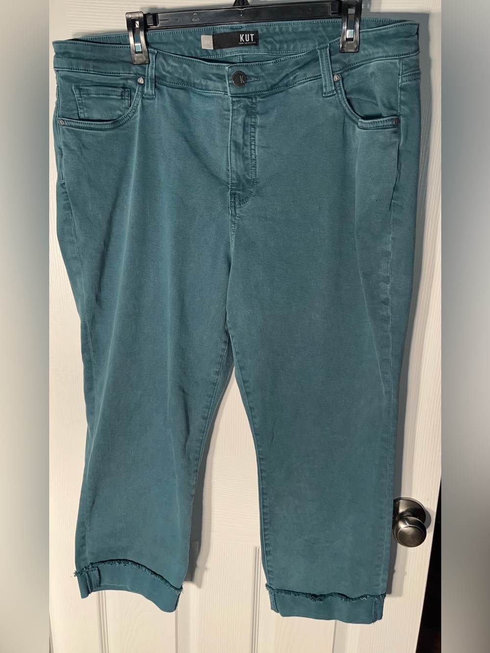 Women’s Kut From The Kloth Amy Crop Straight Leg Jeans Size 16 Sea Blue